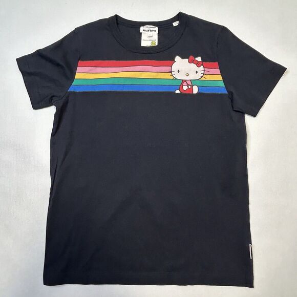 Chinti and Parker Meet Hello Kitty Blue Rainbow Chest Striped T Shirt Top Small - Picture 1 of 8
